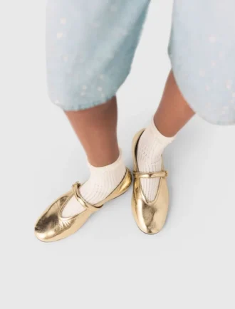 Ballerinaskor i metallic-läder