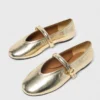 Ballerinaskor i metallic-läder Ballerinaskor i metallic-läder