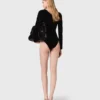 Bodysuit i sammet med korsettdetaljer Bodysuit i sammet med korsettdetaljer