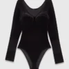 Bodysuit i sammet med korsettdetaljer Bodysuit i sammet med korsettdetaljer