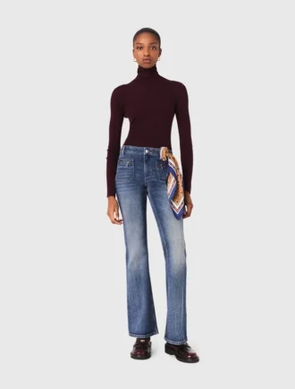 Bootcut-jeans med fickor med dragkedja