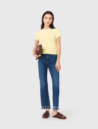Bootcut-jeans med pärlor