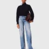 Brodade jeans med vida ben
