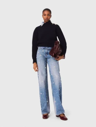 Brodade jeans med vida ben