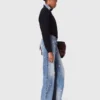 Brodade jeans med vida ben