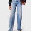 Brodade jeans med vida ben