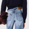 Brodade jeans med vida ben