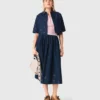 Broderad kort denimskjorta Broderad kort denimskjorta