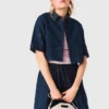 Broderad kort denimskjorta Broderad kort denimskjorta