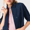 Broderad kort denimskjorta Broderad kort denimskjorta