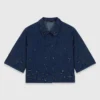Broderad kort denimskjorta Broderad kort denimskjorta