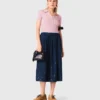 Broderad midikjol i denim Broderad midikjol i denim