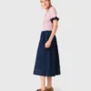 Broderad midikjol i denim Broderad midikjol i denim
