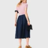 Broderad midikjol i denim Broderad midikjol i denim