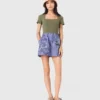 Broderade randiga bomullsshorts Broderade randiga bomullsshorts