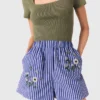 Broderade randiga bomullsshorts Broderade randiga bomullsshorts