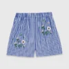 Broderade randiga bomullsshorts Broderade randiga bomullsshorts