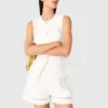 Broderade shorts i linneblandning Broderade shorts i linneblandning