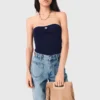 Bustier-top i kontraststickat Bustier-top i kontraststickat