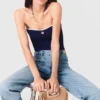 Bustier-top i kontraststickat Bustier-top i kontraststickat