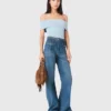 Flätade jeans med utsvängda ben Flätade jeans med utsvängda ben