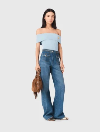Flätade jeans med utsvängda ben