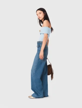 Flätade jeans med utsvängda ben