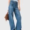 Flätade jeans med utsvängda ben Flätade jeans med utsvängda ben