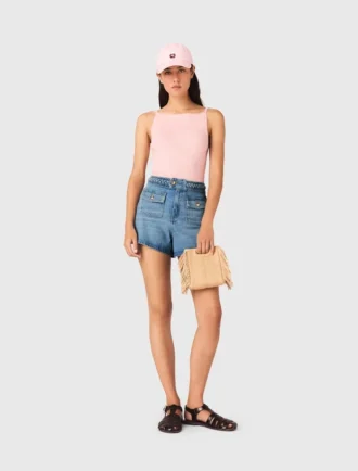 Flätade jeansshorts