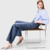 Jeans med vid ben och nitar Jeans med vid ben och nitar