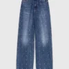 Jeans med vid ben och nitar Jeans med vid ben och nitar