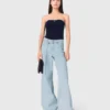 Jeans med vid ben och strass