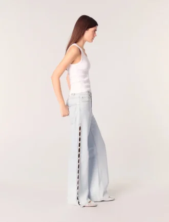 Jeans med vid ben och strass