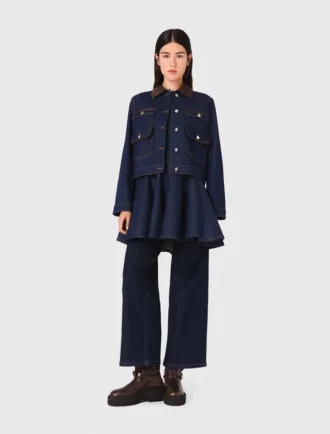 Jeansjacka med imitationsläder