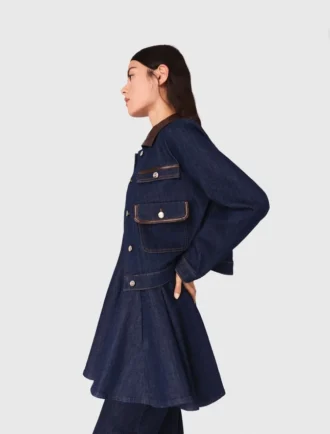 Jeansjacka med imitationsläder