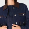 Jeansjacka med imitationsläder
