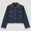Jeansjacka med imitationsläder