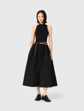 Klänning i taffeta av blandmaterial