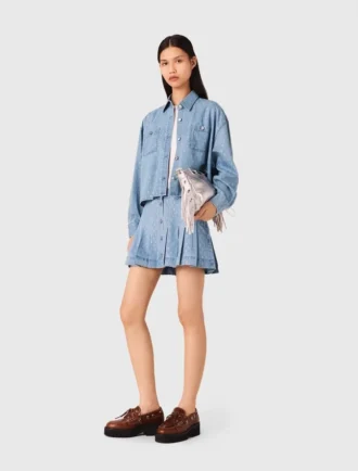 Kort denimskjorta med strass