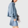 Kort denimskjorta med strass Kort denimskjorta med strass