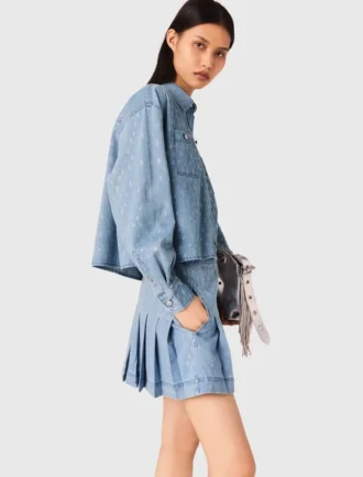 Kort denimskjorta med strass