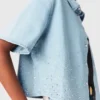 Kort denimskjorta med strass Kort denimskjorta med strass