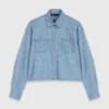 Kort denimskjorta med strass Kort denimskjorta med strass