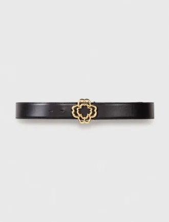 Läderbälte med Clover-logotyp