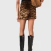 Minikjol i fuskpäls med leopardmönster