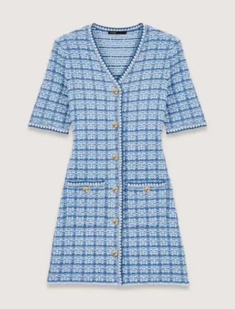 Miniklänning i stickat med tweed-effekt