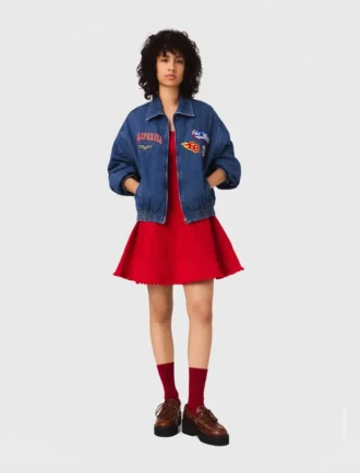 Oversized broderad jeansjacka