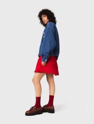 Oversized broderad jeansjacka