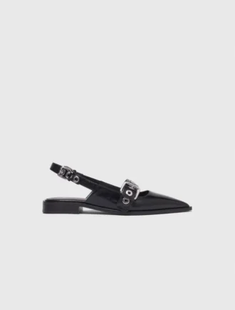 Platta slingbacks med läderrem