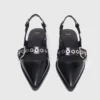 Platta slingbacks med läderrem Platta slingbacks med läderrem